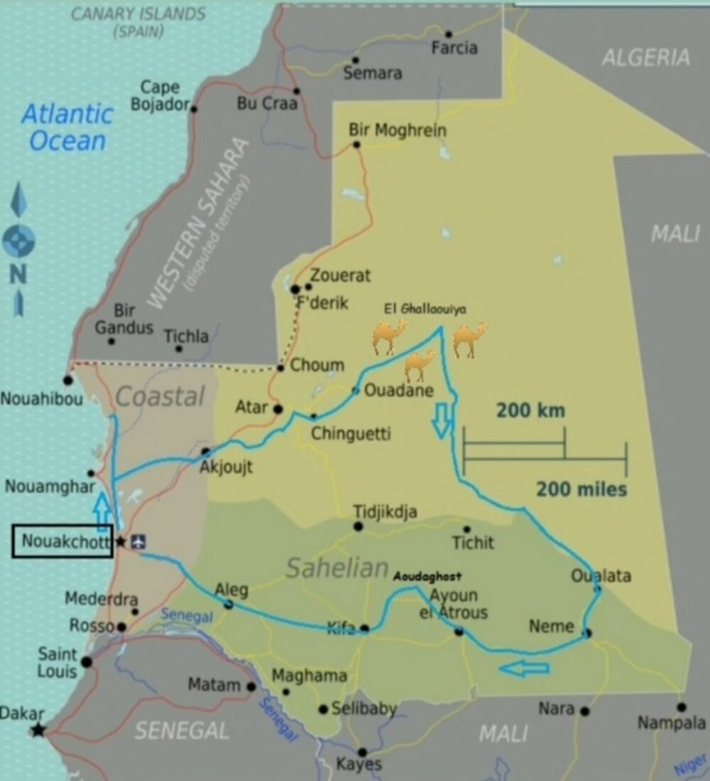 2024 MAURITANIA EXPLORATORY EXPEDITION 21 Days TransAfrica   Map Mauritania 21 Days 1000x1100 